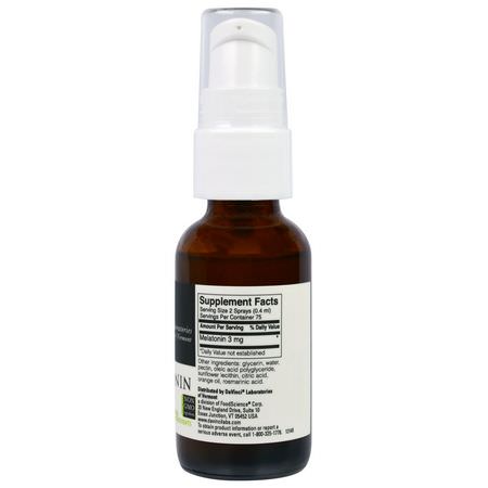 褪黑激素, 睡眠: DaVinci Laboratories of Vermont, Melatonin Spray, 1 fl oz (30 ml)