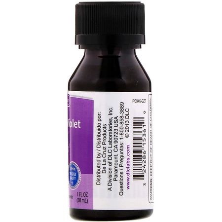 植物學, 順勢療法: De La Cruz, Gentian Violet, First Aid Antiseptic, 1 fl oz (30 ml)