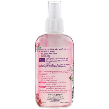精油噴霧, 香精: De La Cruz, Rose Water Body Spray, 8 fl oz (236 ml)