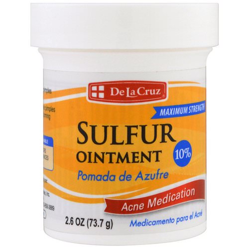 De La Cruz, Sulfur Ointment, Acne Medication, Maximum Strength, 2.6 oz (73.7 g) Review