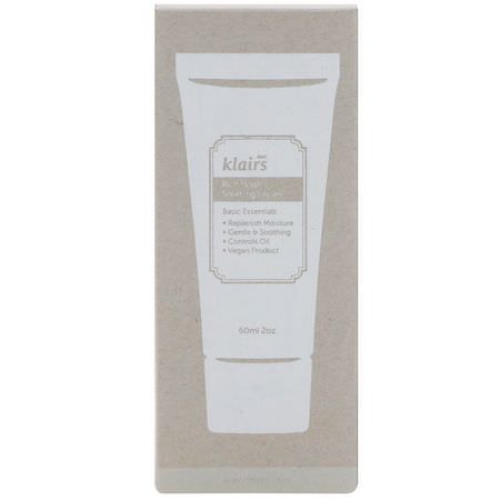 K-美容保濕霜, 乳霜: Dear, Klairs, Rich Moist Soothing Cream, 2 oz (60 ml)