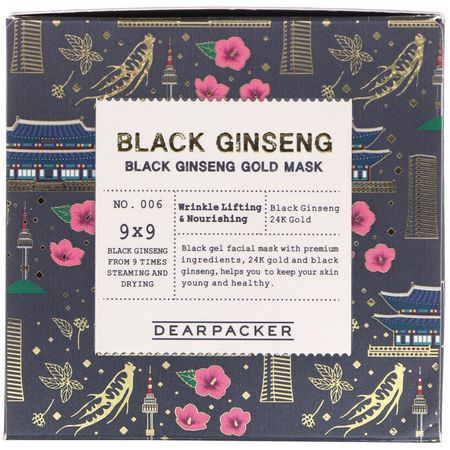 抗衰老面膜, K美容面膜: Dear Packer, Black Ginseng, Black Ginseng Gold Mask, 3.4 fl oz (100 ml)