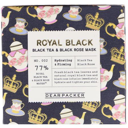 K-Beauty口罩, 保濕面膜: Dear Packer, Royal Black, Black Tea & Black Rose Mask, 3.4 fl oz (100 ml)