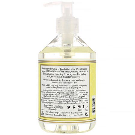 洗手液, 淋浴: Deep Steep, Argan Oil Hand Wash, Lemongrass-Jasmine, 17.6 fl oz (520 ml)