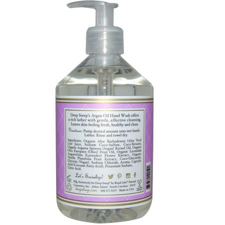 洗手液, 淋浴: Deep Steep, Argan Oil Hand Wash, Lilac Blossom, 17.6 fl oz (520 ml)
