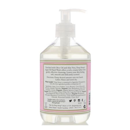 洗手液, 淋浴: Deep Steep, Argan Oil Hand Wash, Rosewater & Aloe, 17.6 fl oz (520 ml)