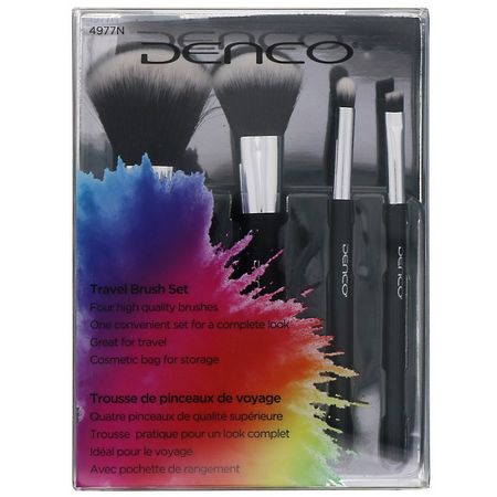 美容化妝刷: Denco, Travel Brush Set, 4 Piece Set