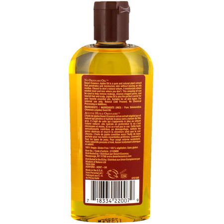 載體油, 香精油: Desert Essence, 100% Pure Jojoba Oil, For Hair, Skin and Scalp, 4 fl oz (118 ml)