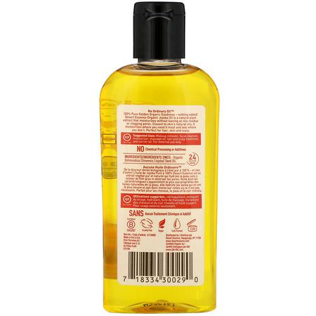 載體油, 香精油: Desert Essence, Organic Jojoba Oil for Hair, Skin and Scalp, 4 fl oz (118 ml)