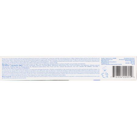 無氟化物, 牙膏: Desert Essence, Tea Tree Oil Toothpaste, Mint, 6.25 oz (176 g)