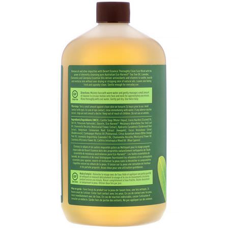 茶樹油, 清潔劑: Desert Essence, Thoroughly Clean Face Wash, 32 fl oz (946 ml)