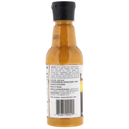 醋, 油: deSIAM, Thai Satay Sauce, Peanut & Coconut, Mild, 8.4 fl oz (250 ml)