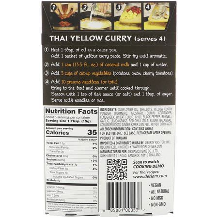 醬, 咖哩醬: deSIAM, Thai Yellow Curry Paste, Mild, 2.4 oz (70 g)