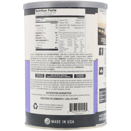 乳清蛋白, 運動營養: Designer Protein, Designer Whey, Natural 100% Whey Protein, Vanilla Coconut, 12 oz (340 g)