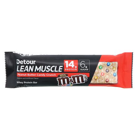 乳清蛋白棒, 蛋白棒: Detour, Lean Muscle Bar, Peanut Candy Crunch M&M's, 12 Bars, 1.9 oz (55 g) Each