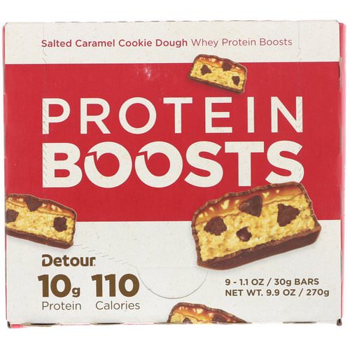 Detour, Protein Boosts Bars, Salted Caramel Cookie Dough, 9 Bars, 1.1 oz (30 g) Each Review