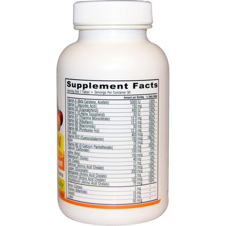 多種維生素, 補品: Deva, Vegan, Multivitamin & Mineral Supplement, Iron Free, 90 Coated Tablets