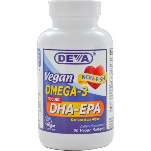 Deva, Vegan, Omega-3, DHA-EPA, 300 mg, 90 Vegan Softgels Review