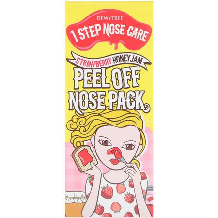淡斑面膜, 粉刺: Dewytree, 1 Step Nose Care, Peel Off Nose Pack, Strawberry Honey Jam, 70 ml