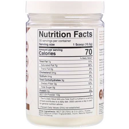 MCT油, 重量: Divine Health, Dr. Colbert's Keto Zone, MCT Oil Powder, Hazelnut Flavor, 11.11 oz (315 g)