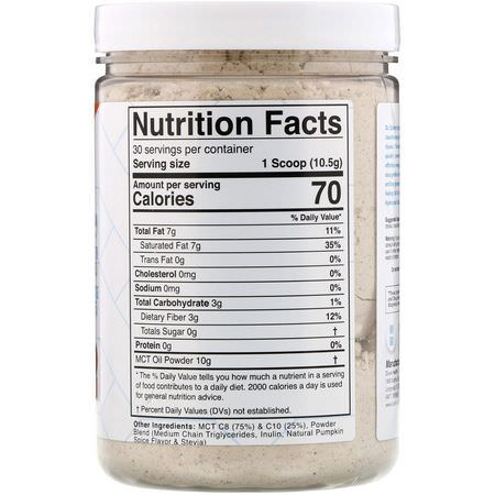 MCT油, 重量: Divine Health, Dr. Colbert's Keto Zone, MCT Oil Powder, Pumpkin Spice Flavor, 11.11 oz (315 g)
