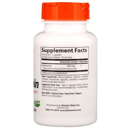 青蒿素, 順勢療法: Doctor's Best, Artemisinin, 100 mg, 90 Veggie Caps