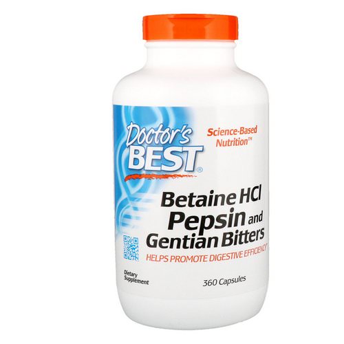 Doctor's Best, Betaine HCL, Pepsin & Gentian Bitters, 360 Capsules Review