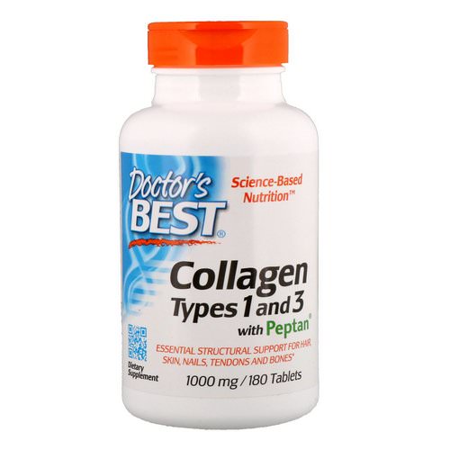 Doctor's Best, Collagen Types 1 & 3 with Peptan, 1,000 mg, 180 Tablets Review
