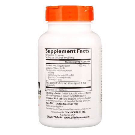 薑黃素, 薑黃: Doctor's Best, Curcumin, High Absorption, 500 mg, 120 Capsules