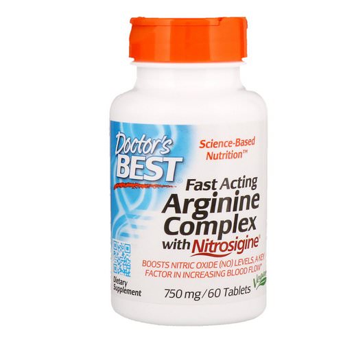 Doctor's Best, Fast Acting Arginine Complex with Nitrosigine, 750 mg, 60 Tablets Review