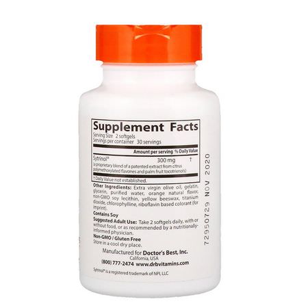 抗氧化劑, 抗氧化劑: Doctor's Best, Flavonoid Complex with Sytrinol, 60 Softgels