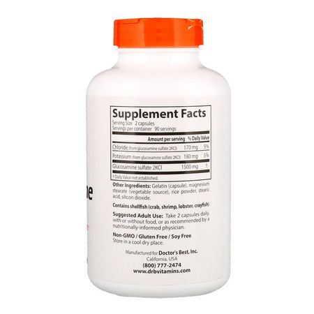 關節葡萄糖: Doctor's Best, Glucosamine Sulfate, 750 mg, 180 Capsules