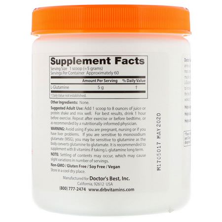 L-谷氨酰胺, 氨基酸: Doctor's Best, Pure L-Glutamine Powder, 10.6 oz (300 g)