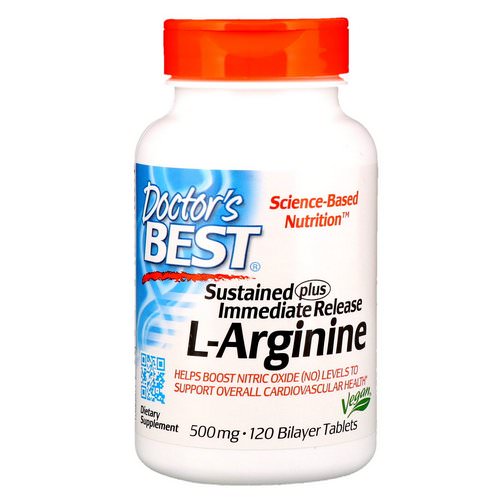 Doctor's Best, Sustained Plus Immediate Release L-Arginine, 500 mg, 120 Bilayer Tablets Review