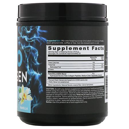MCT油, 重量: Dr. Axe / Ancient Nutrition, Keto Collagen, Collagen Protein + Coconut MCTs, Vanilla, 14.6 oz (415 g)