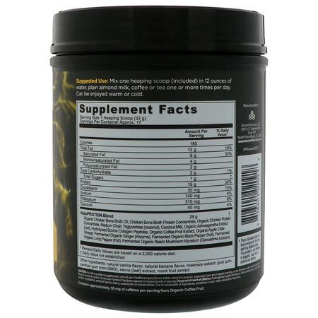 關節骨湯: Dr. Axe / Ancient Nutrition, Keto Protein, Ketogenic Performance Fuel, Banana Creme, 19 oz (540 g)