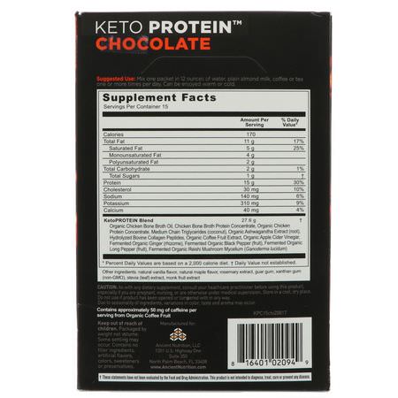 關節骨湯: Dr. Axe / Ancient Nutrition, Keto Protein, Ketogenic Performance Fuel, Chocolate, 15 Single Serve Packets, 1.13 oz (32 g) Each