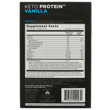 關節骨湯: Dr. Axe / Ancient Nutrition, Keto Protein, Ketogenic Performance Fuel, Vanilla, 15 Single Serve Packets, 1.09 oz (31 g) Each