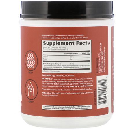 蛋白質, 運動營養: Dr. Axe / Ancient Nutrition, Multi Collagen Protein Powder, 1.01 lb (459 g)