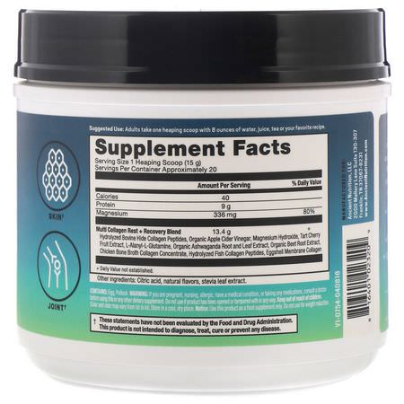 膠原蛋白補充劑, 關節: Dr. Axe / Ancient Nutrition, Multi Collagen Protein, Rest + Recovery, Calming Natural Mixed Berry, 10.5 oz (300 g)