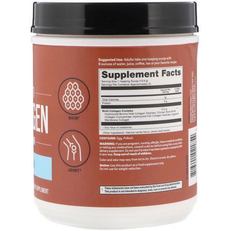 蛋白質, 運動營養: Dr. Axe / Ancient Nutrition, Multi Collagen Protein, Vanilla, 1.05 lbs (475 g)