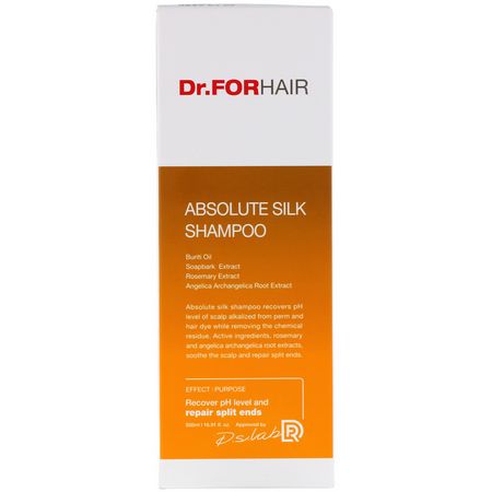 洗髮水, K-Beauty護髮: Dr.ForHair, Absolute Silk Shampoo, 16.91 fl oz (500 ml)