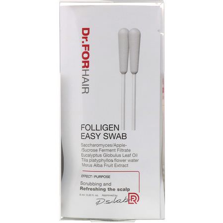頭皮護理, 頭髮: Dr.ForHair, Folligen Easy Swab, 10 Packets, 0.20 fl oz (6 ml)
