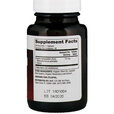 蝦青素, 抗氧化劑: Dr. Mercola, Astaxanthin, 12 mg, 30 Capsules