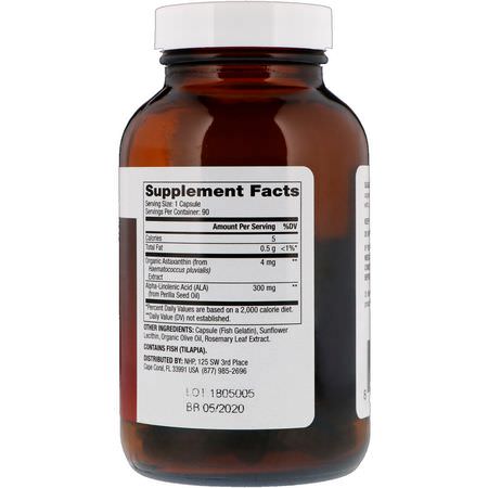 蝦青素, 抗氧化劑: Dr. Mercola, Astaxanthin, 4 mg, 90 Capsules
