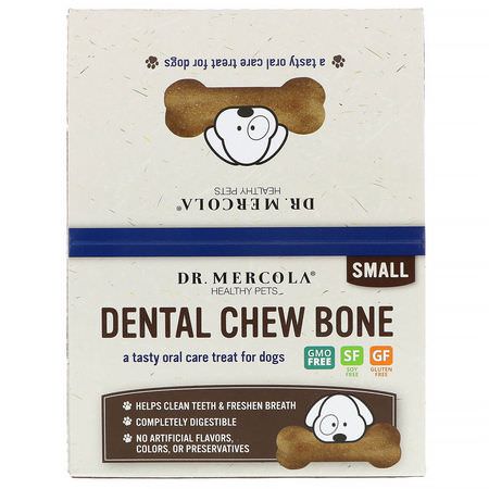 寵物牙科保健, 寵物健康: Dr. Mercola, Dental Chew Bone, Small, For Dogs, 12 Bones, 0.77 oz (22 g) Each
