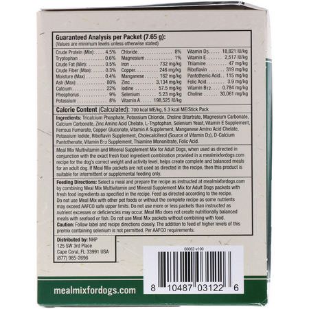 礦物質, 寵物維生素: Dr. Mercola, Meal Mix, Multivitamin and Mineral Supplement Mix for Adult Dogs, 30 Packets, 0.26 oz (7.65 g) Each