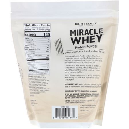 乳清蛋白, 運動營養: Dr. Mercola, Miracle Whey, Protein Powder, Chocolate, 1 lb (454 g)