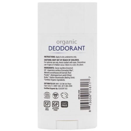 浴缸除臭劑: Dr. Mercola, Organic Deodorant, Unscented, 2.5 oz (70.8 g)