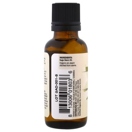 鼠尾草油, 平衡: Dr. Mercola, Organic Essential Oil, Sage, 1 oz (30 ml)
